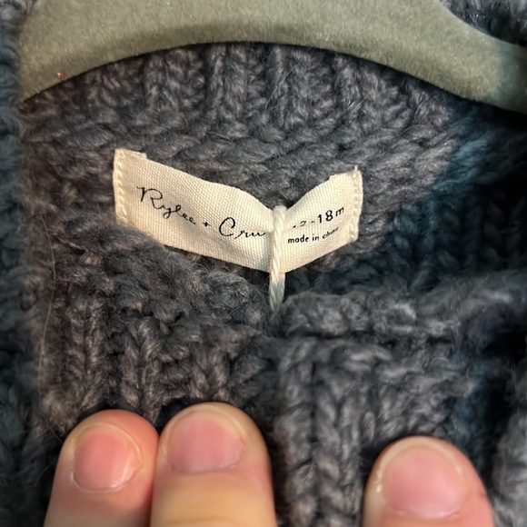 NWT Ryle + Cru Washed Indigo 12-18m bobble Cardigan - Picture 3 of 5